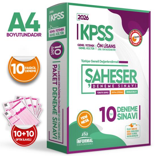2026 KPSS Önlisans-Ortaöğretim GYGK ŞAHESER Türkiye Geneli Kurumsal 10’lu Dijital Çözümlü Paket Deneme