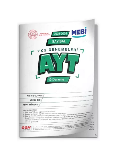 2026 YKS-AYT SAYISAL MEBİ ONLİNE Türkiye Geneli 10. Deneme Büyük Boy RENKLİ BASKI ÜCRETİ