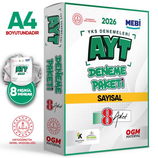2026 YKS-AYT MEBİ ONLİNE Güncel SAYISAL 8li Seri Deneme Fasikül Paketi (A4 Boyut Renkli)