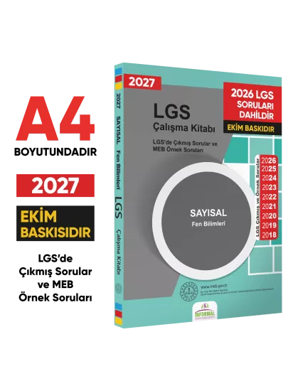 2027 LGS 8. Sınıf Çıkmış ve Meb Örnek Sorular 4’lü Set (A4 Renkli)