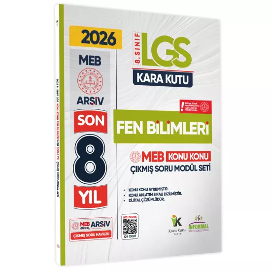 2026 LGS 8.Sınıf FEN BİLİMLERİ Karakutu MEB Çıkmış Soru Modülü Video/PDF Çözümlü Konu Konu Son 8 Yıl