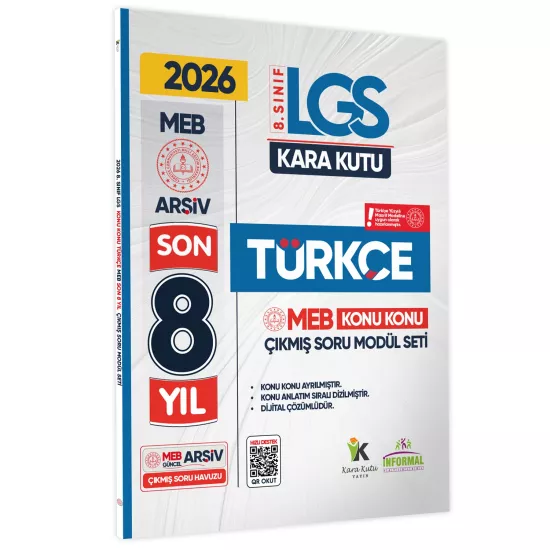 2025 LGS 8.Sınıf TÜRKÇE Karakutu MEB Çıkmış Soru Modülü Video/PDF Çözümlü Konu Konu Son 7 Yıl