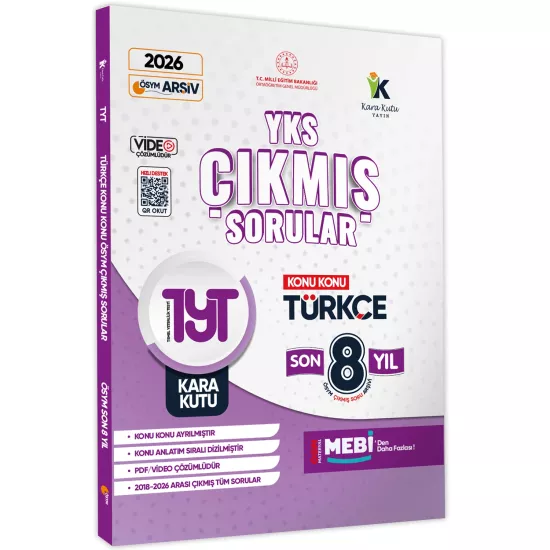 2026 YKS-TYT Türkçe Karakutu ÖSYM Çıkmış Soru Bankası Video/PDF Çözümlü Konu Konu Son 8 Yıl