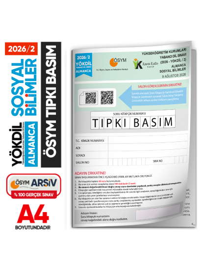 2026/2 YÖKDİL Almanca Sosyal Bilimler ÖSYM Çıkmış Soru Tıpkı Basım Deneme Kitapçığı Türkiye Geneli