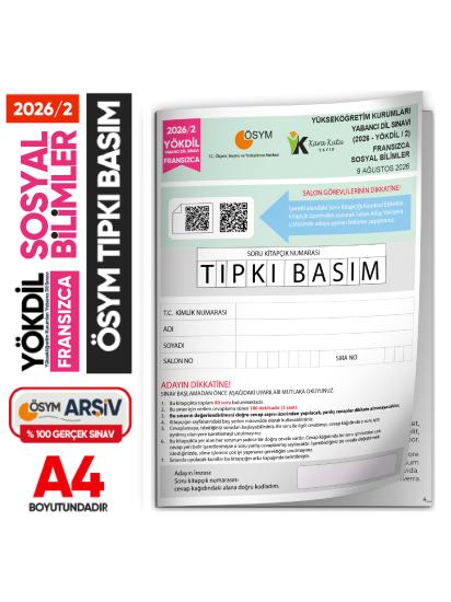 2026/2 YÖKDİL Fransızca SOSYAL Bilimler ÖSYM Çıkmış Soru Tıpkı Basım Deneme Kitapçığı Türkiye Geneli