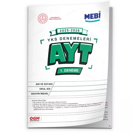 2026 ÖSYM YKS-AYT MEBİ OGM SÖZEL 1.-2.-3. Deneme Paketi Güncel 3lü SET (Seri Deneme) BASKI ÜCRETİ