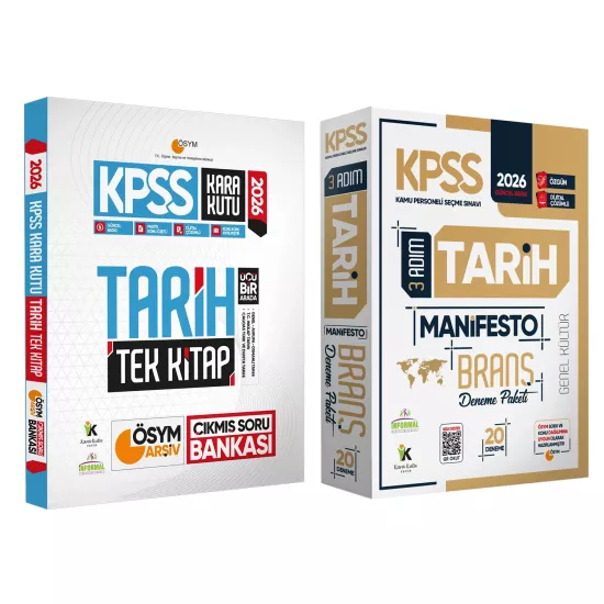 2026 KPSS Genel Kültür Tarihin Kara Kutusu Tek Kitap ve Manifesto Çözümlü Branş Deneme 2li Seti