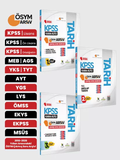 2026 KPSS Tarih Kara Kutusu 3lü MODÜLER SET ÖSYM Çıkmış Soru Bankası Konu Özetli Dijital Çözümlü