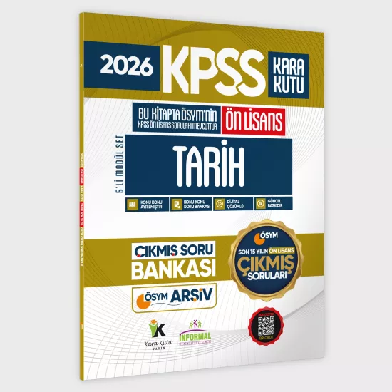 2026 FULLÖnLisans KPSS Tarih Kara Kutu ÖSYM Çıkmış Soru Bankası Son 15 Yıl (Sadece Ön Lisans) 2026 FULLÖnLisans KPSS Tarih Kara Kutu ÖSYM Çıkmış Soru Bankası Son 15 Yıl (Sadece Ön Lisans)