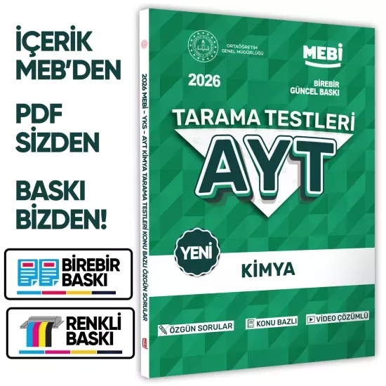 2026 YKS-AYT MEBİ-OGM 4lü Özgün Tarama Sayısal (SAY) Test Kitabı SETİ A4 Boyut BASKI ÜCRETİ