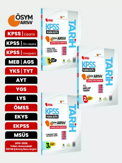 2026 KPSS Tarih Kara Kutusu 3lü MODÜLER SET ÖSYM Çıkmış Soru Bankası Konu Özetli Dijital Çözümlü