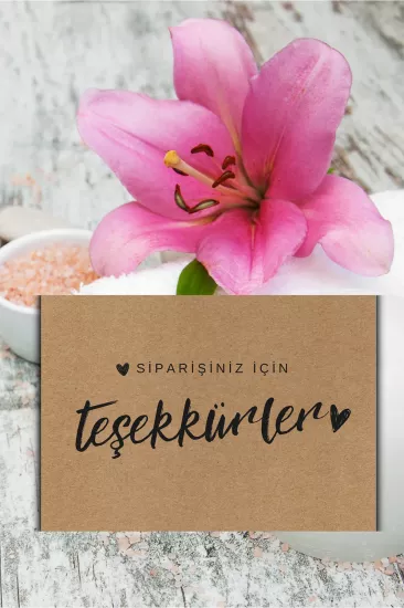 ’’Siparişiniz için teşekkürler’’ Teşekkür Kartı 100 Adet 8 cm x5cm 300 gr Kraft Kuşe