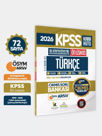 2026 FULLÖnLisans KPSS Türkçe Kara Kutu ÖSYM Çıkmış Soru Bankası Son 15 Yıl (Sadece Ön Lisans)
