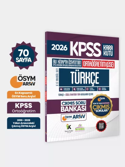 2026 FULLOrtaöğretim KPSS Türkçe Kara Kutu ÖSYM Çıkmış Soru Bankası Son 15 Yıl (Sadece Ortaöğretim)