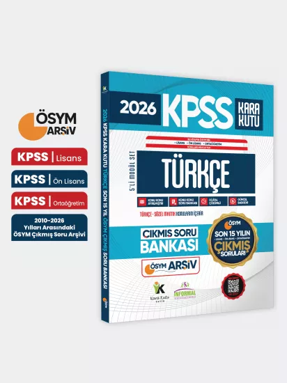 2026 FULLKPSS Lisans-Önlisans-Ortaöğretim Türkçe’nin Kara Kutusu ÖSYM Çıkmış Soru Bankası Son 15 Yıl         