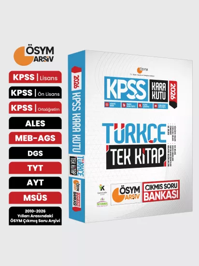 2026 KPSS Kara Kutu Türkçe TEK KİTAP ÖSYM ARŞİV Çıkmış Soru  Bankası Konu Özetli Dijital Çözümlü