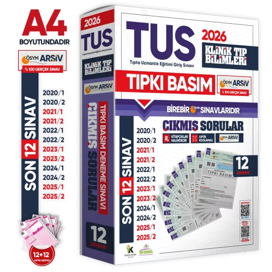2026 TUS Klinik Tıp Bilimleri ÖSYM Çıkmış Soru Tıpkı Basım Son 6 Yıl 12li Deneme Kitapçığı