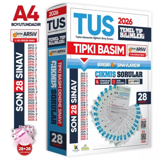 2026 TUS Temel&Klinik Tıp Bilimleri ÖSYM Çıkmış Soru Tıpkı Basım Son 14 Yıl 56lı Deneme Kitapçığı