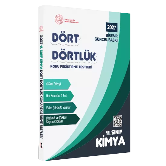 2027 MEBİ-OGM 11. Sınıf Dört Dörtlük Kimya Pekiştirme Testi A4 Renkli Soru Bankası BASKI ÜCRETİ