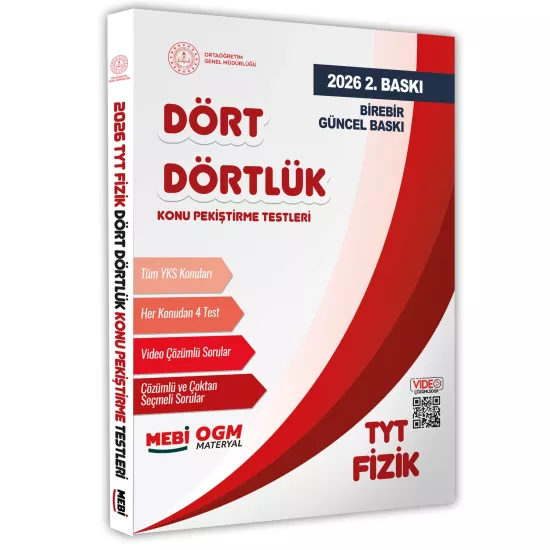 2026 YKS-TYT MEBİ-OGM Dört Dörtlük Fizik Pekiştirme Testi A4 Renkli Soru Bankası BASKI ÜCRETİ