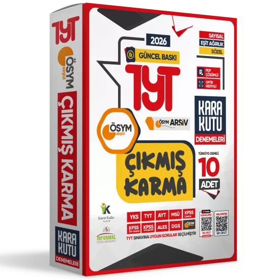 2026 TYT ÖSYM Çıkmış Karma Kara Kutu Sayısal-Sözel-Eşit Ağırlık TG 10lu Deneme Paketi D.Çözümlü