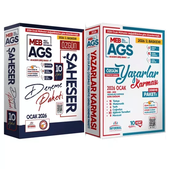2026 MEB-AGS ŞAHESER 10lu ve YAZARLAR KARMASI 10lu Deneme Çözümlü Türkiye Geneli 2li SET Paketi