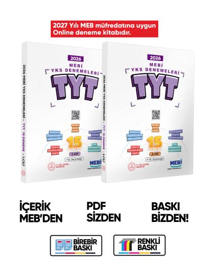 2027 MEBİ YKS-TYT 15li Deneme Kitabı Video Çözümlü 1. ve 2. Cilt Renkli BASKI ÜCRETİ