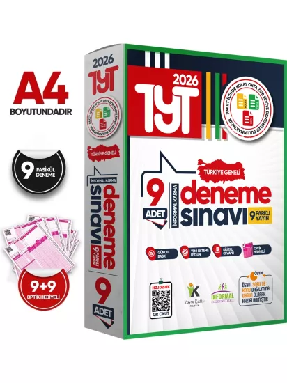2026 TYT Türkiye Geneli Kurumsal 9lu Paket Deneme Sınavı Dijital Cevaplı