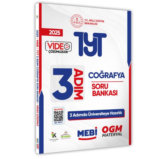 2025 TYT MEBİ-OGM 3 ADIM Coğrafya Soru Bankası RENKLİ A4 Boyut Video Çözümlü (Karakutu Katkılarıyla)
