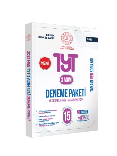 2027 3 Adım YKS-TYT MEBİ Özgün Sorular 15li Deneme Paketi Video Çözümlü BASKI ÜCRETİ