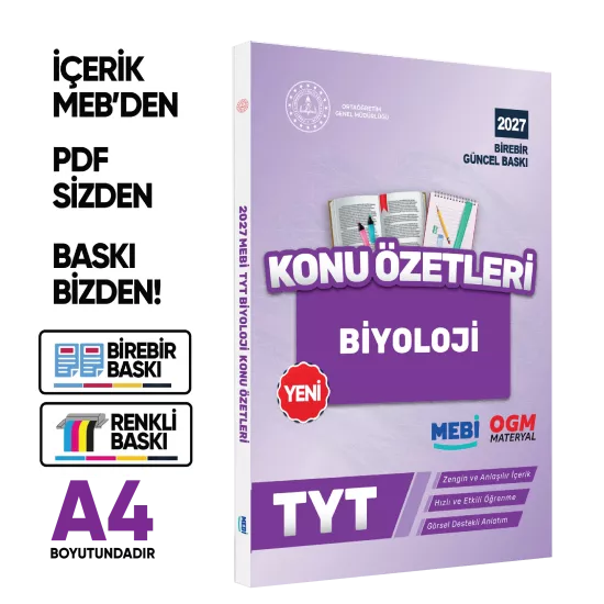 2027 YKS-TYT MEBİ-OGM Biyoloji Pratik Konu Özet Kitabı RENKLİ A4 Boyut Görsel Destekli BASKI ÜCRETİ