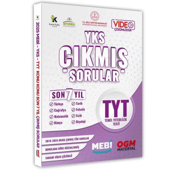 2025 YKS-TYT Tüm Dersler MEBİ Yeni Nesil Çıkmış Soru Bankası Konu Konu Son 7 Yıl Video/PDF Çözümlü