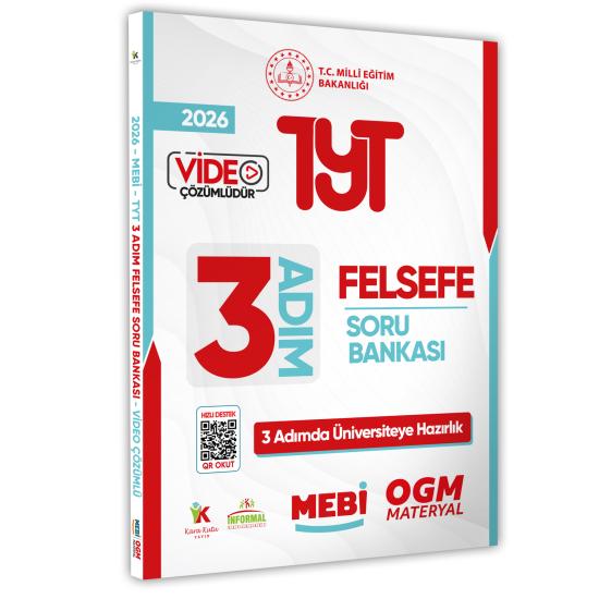 2026 TYT MEBİ-OGM 3 ADIM Felsefe Soru Bankası RENKLİ A4 Boyut Video Çözümlü (Karakutu Katkılarıyla)