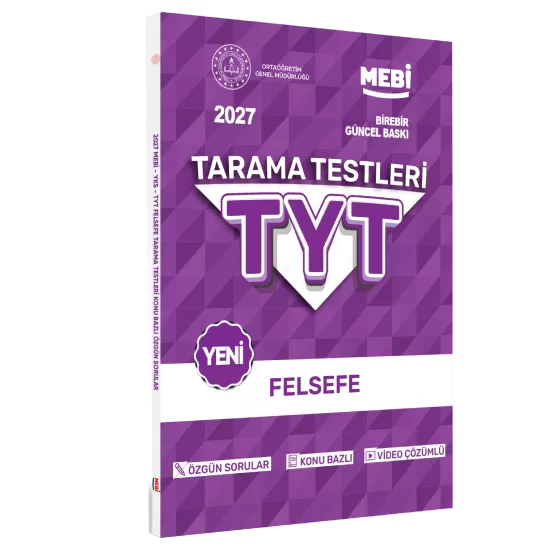 2027 YKS-TYT MEBİ-OGM Felsefe Özgün Tarama Testleri Kitabı A4 Boyut Renkli Görsel BASKI ÜCRETİ
