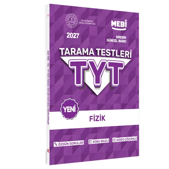2027 YKS-TYT MEBİ-OGM Fizik Özgün Tarama Testleri Kitabı A4 Boyut Renkli Görsel BASKI ÜCRETİ