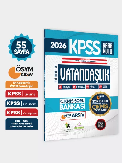 2026 FULLKPSS Lisans -Önlisans-Ortaöğretim Vatandaşlık Kara Kutu ÖSYM Çıkmış Soru Bankası Son 15 Yıl