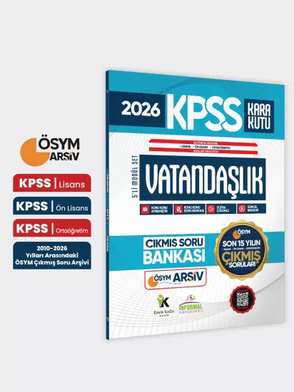 2026 FULLKPSS Lisans -Önlisans-Ortaöğretim Vatandaşlık Kara Kutu ÖSYM Çıkmış Soru Bankası Son 15 Yıl
