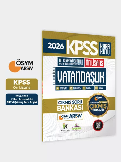 2026 FULLÖnLisans KPSS Vatandaşlık Kara Kutu ÖSYM Çıkmış Soru Bankası Son 15 Yıl (Sadece Ön Lisans)