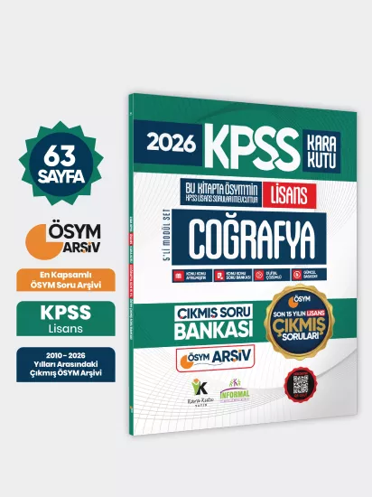 2026 FULLLisans KPSS Lisans Coğrafya Kara Kutu ÖSYM Çıkmış Soru Bankası Son 15 Yıl(Sadece Lisans)