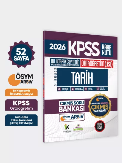 2026 FULLOrtaöğretim KPSS Tarih Kara Kutu ÖSYM Çıkmış Soru Bankası Son 15 Yıl (Sadece Ortaöğretim)