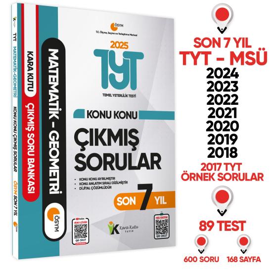 2025 YKS-TYT Matematik-Geometri Karakutu ÖSYM Çıkmış Soru Bankası Çözümlü Konu Konu Son 7 Yıl