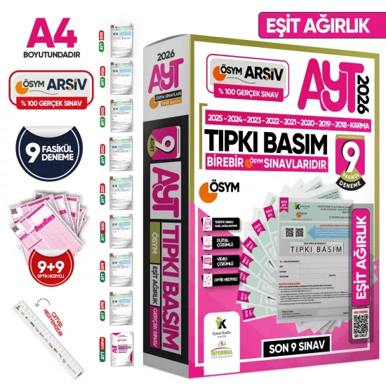 2026 AYT Eşit Ağırlık (TM) ÖSYM Çıkmış Soru Tıpkı Basım 9lu Deneme Paketi Türkiye Geneli Çözümlü SET