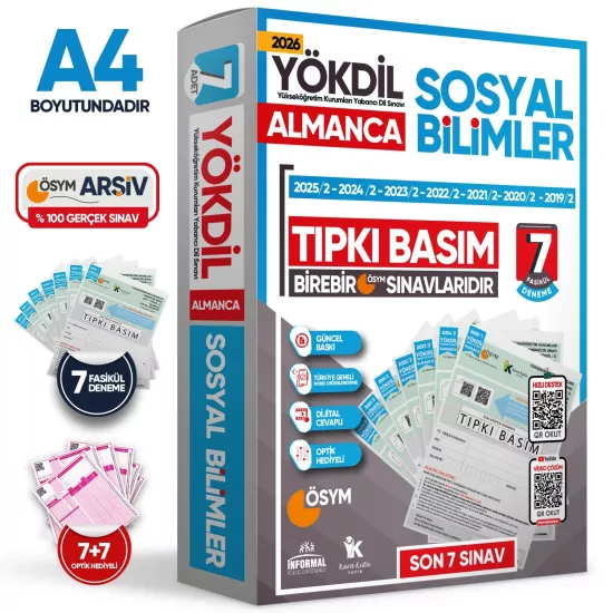 2026 YÖKDİL Almanca SOSYAL BİLİMLER ÖSYM Çıkmış Soru Tıpkı Basım 7li Deneme Paketi Türkiye Geneli