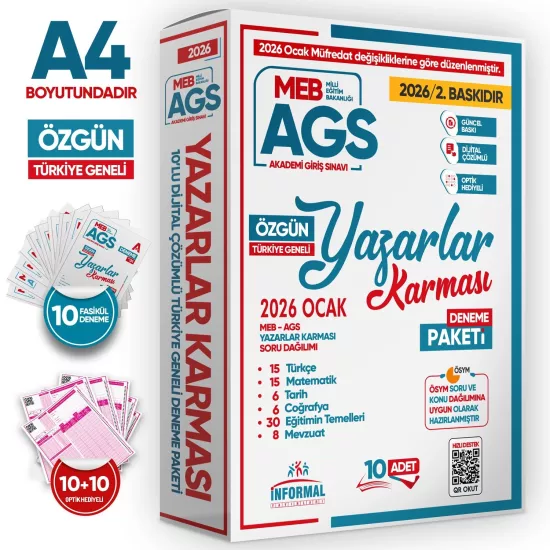 2026 Ocak Müfredatı MEB-AGS Yazarlar Karması 10lu Deneme 80 Soruluk GY-GK-Eğitim Çözümlü TG Paket