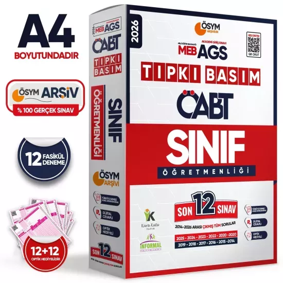 2026 MEB-AGS ÖABT Sınıf Öğretmenliği ÖSYM Tıpkı Basım 12li Deneme Paketi Türkiye Geneli