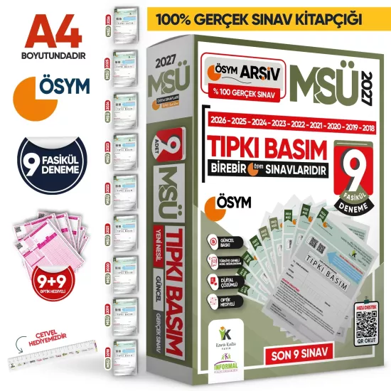 2026 TYT-AYT-MSÜ ÖSYM Çıkmış Soru Tıpkı Basım 27li (10+9+9) Deneme Paketi Video Çözümlü Türkiye Geneli