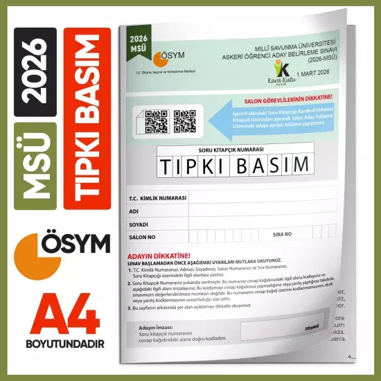 2026 MSÜ ÖSYM Tıpkı Basım Çıkmış Soru Deneme Kitapçığı PDF/Video Çözümlü Türkiye Geneli