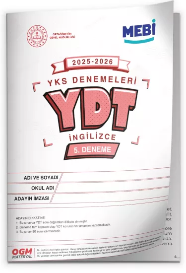 2026 ÖSYM YKS-YDT MEBİ OGM  Türkiye Geneli 5. Deneme  Büyük Boy Renkli BASKI ÜCRETİ