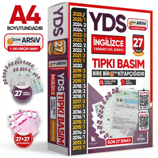 2025 YDS İngilizce ÖSYM Tıpkı Basım Çıkmış Soru Deneme Paketi 27li Dijital Çözümlü Fasikül SETİ