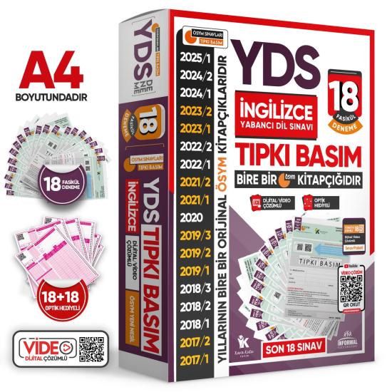 2025 YDS İngilizce ÖSYM Tıpkı Basım Çıkmış Soru 18li Deneme Paketi Video/PDF Çözümlü Türkiye Geneli